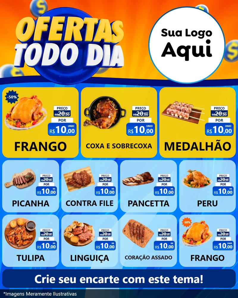 Modelo de Rede Social para Feed Instagram com o tema Ofertas Todo Dia para Assados
