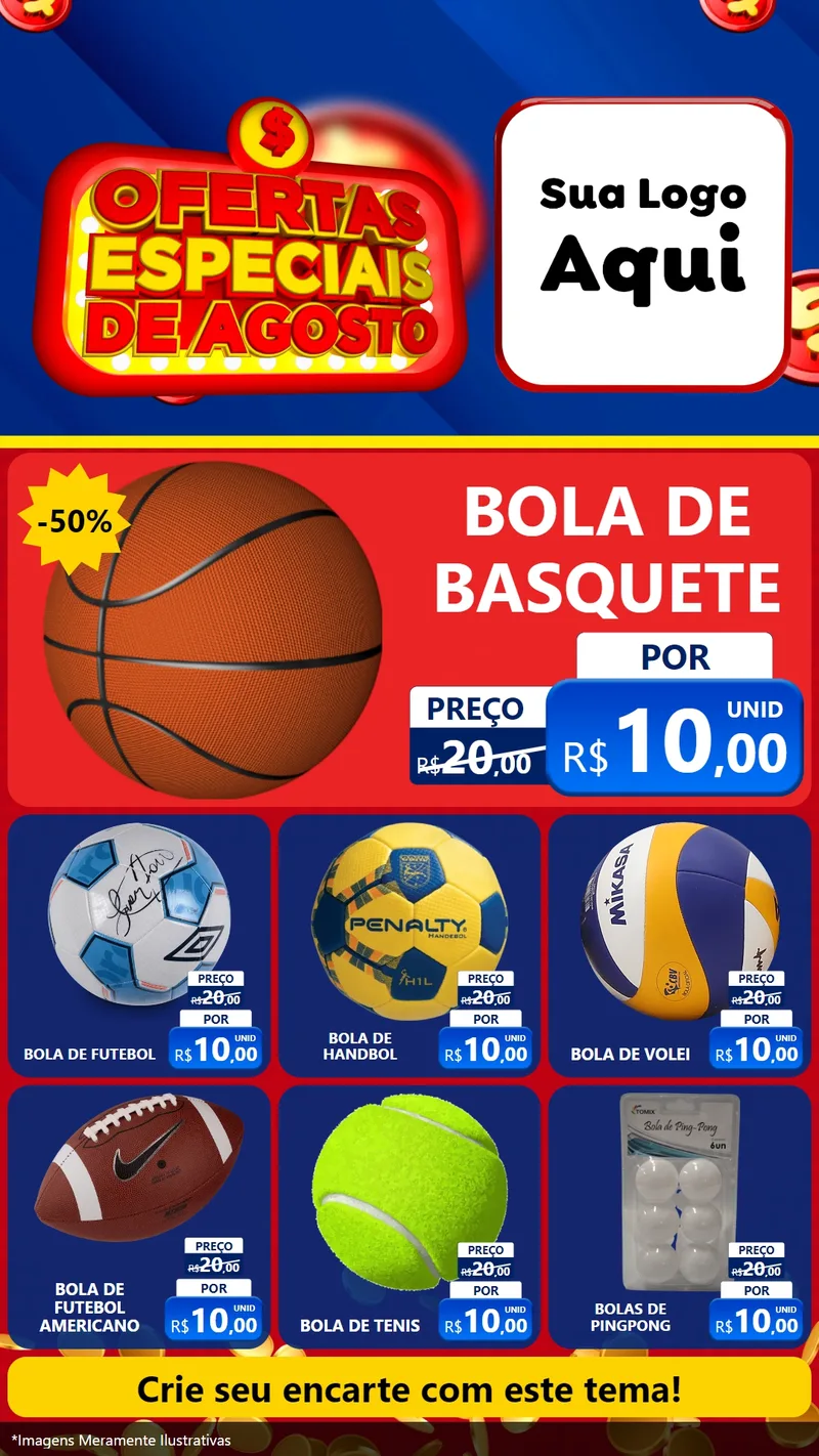 Modelo de Rede Social para Stories com o tema Ofertas Especiais de Agosto para Artigos Esportivos