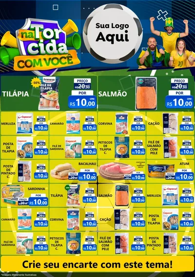 Modelo de Encarte para Encarte A4 Vertical com o tema Na Torcida Com Você - Copa para Peixaria