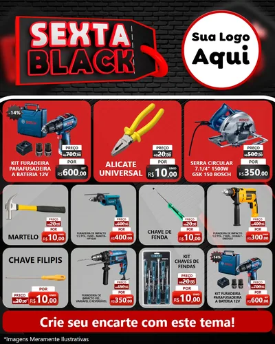 Modelo de Rede Social para Feed Instagram com o tema Sexta Black para Maquinas e Ferramentas