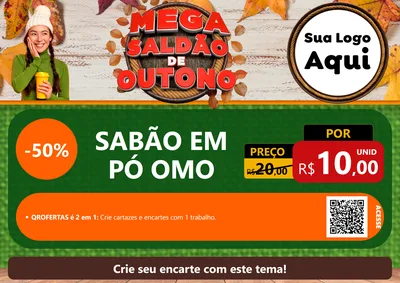 Modelo de Cartaz para Cartaz A4 Horizontal com o tema Mega Saldão de Outono para Produtos de Limpeza