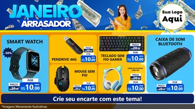 Modelo de TV para TV Horizontal com o tema Janeiro Arrasador para Informática