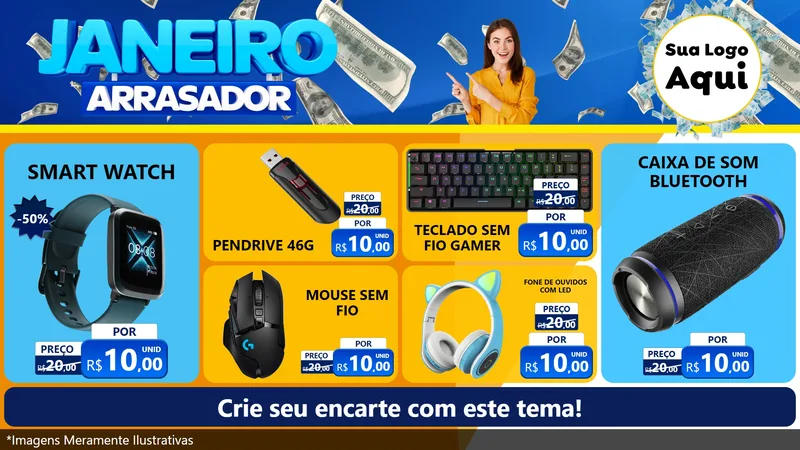 Modelo de TV para TV Horizontal com o tema Janeiro Arrasador para Informática