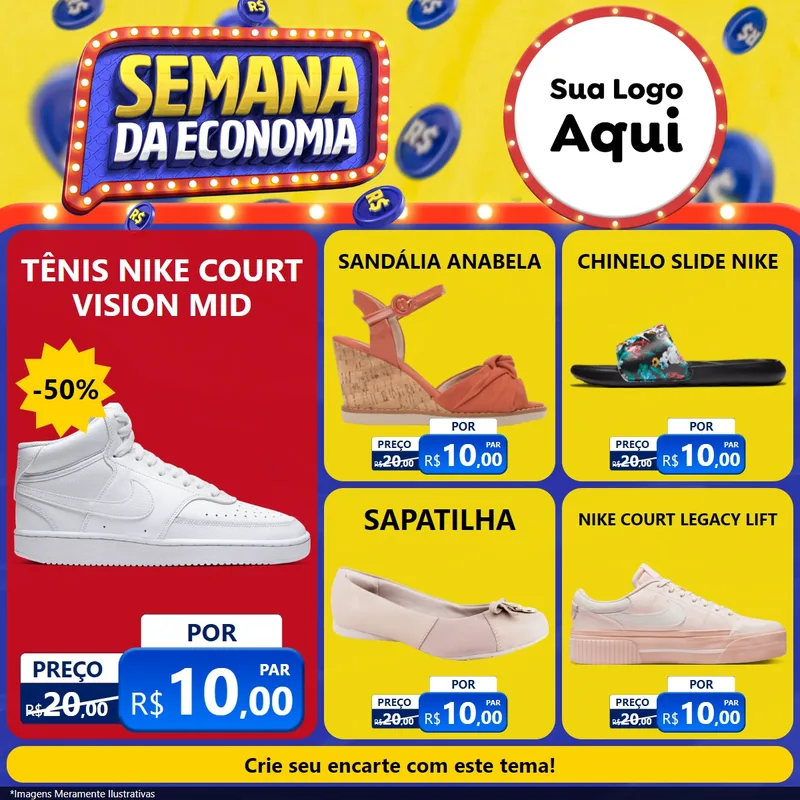 Modelo de Rede Social para Feed Facebook com o tema Semana da Economia para Calçados