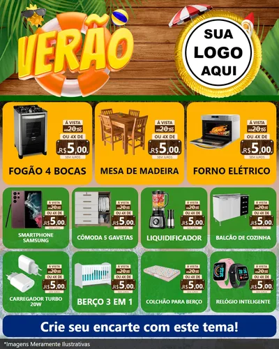 Modelo de Rede Social para Feed Instagram com o tema Verão para Móveis e Eletro