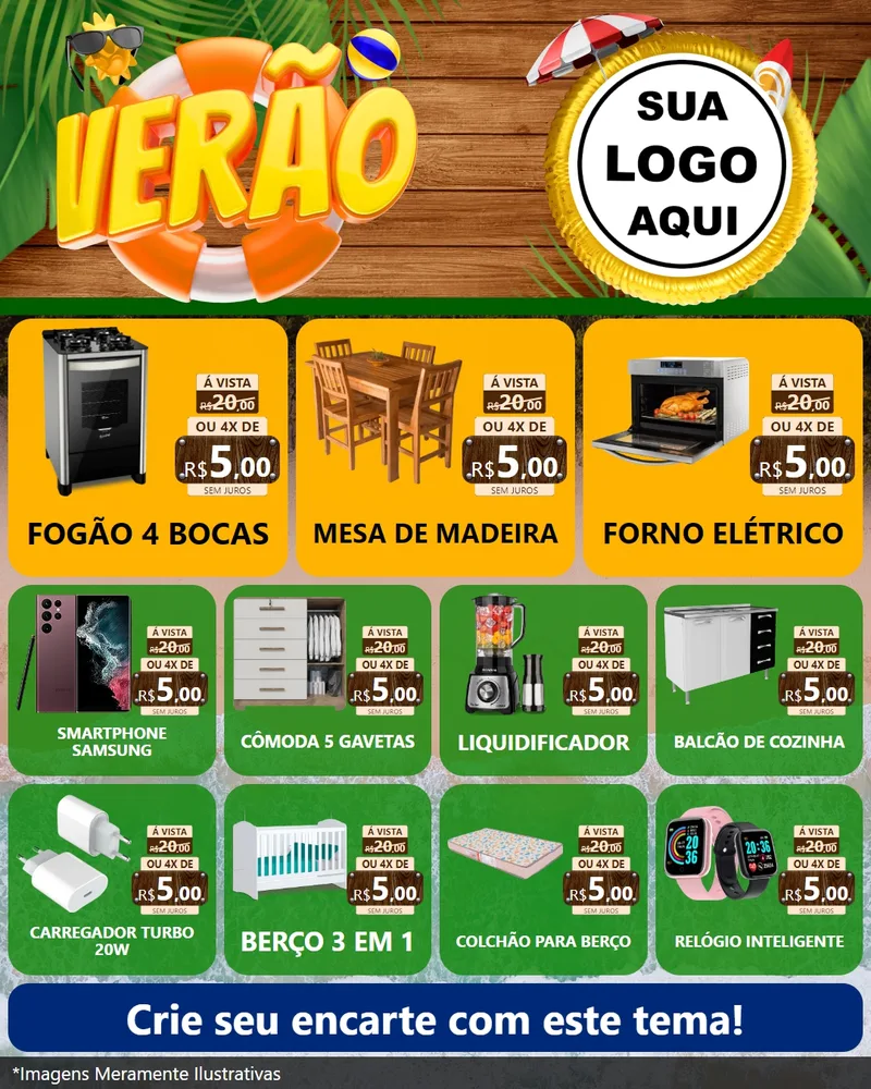 Modelo de Rede Social para Feed Instagram com o tema Verão para Móveis e Eletro