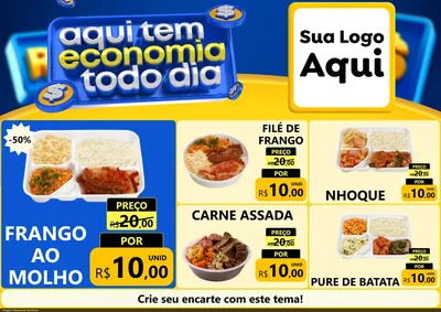 Modelo de Encarte para Encarte A4 Horizontal com o tema Aqui Tem Economia Todo Dia para Restaurante