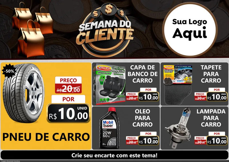 Modelo de Encarte para Encarte A4 Horizontal com o tema Semana do Cliente para Auto peças