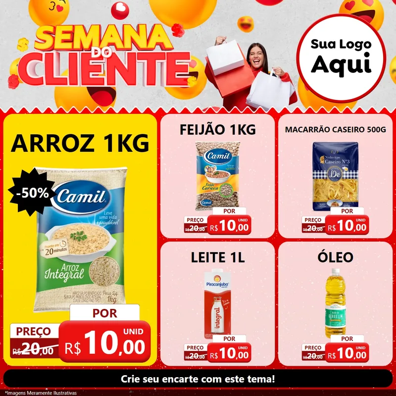 Modelo de Rede Social para Feed Facebook com o tema Semana do Cliente para Supermercado