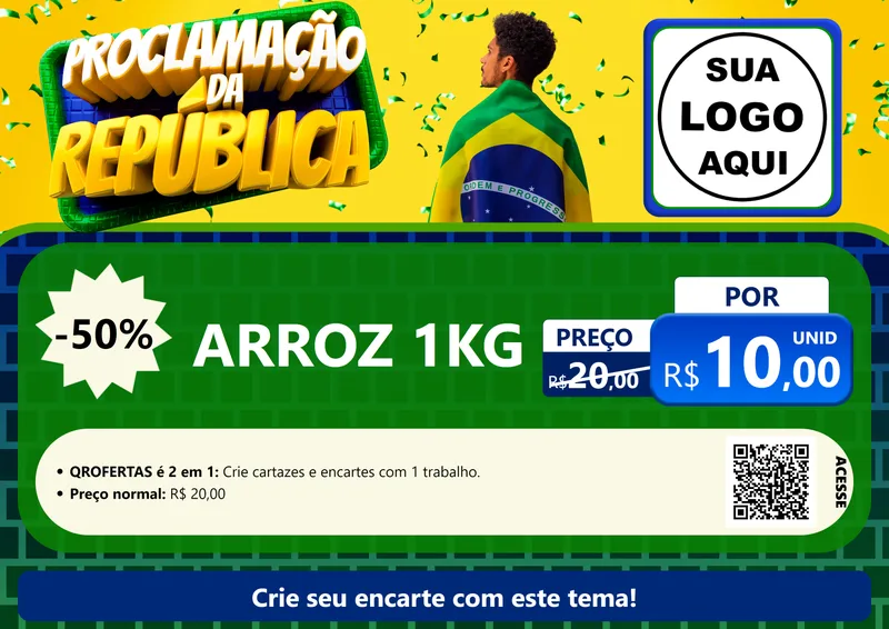 Modelo de Cartaz para Cartaz A4 Horizontal com o tema Proclamação da República para Supermercado