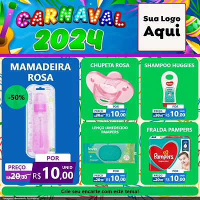 Modelo de Rede Social para Feed Facebook com o tema Carnaval 2027 para Bebês
