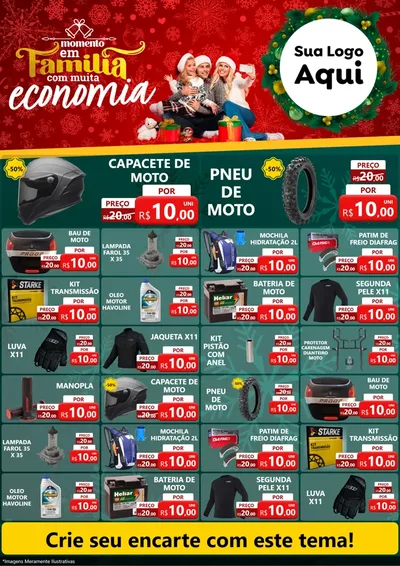 Modelo de Encarte para Encarte A4 Vertical com o tema Momento em Família (Natal) para Moto peças