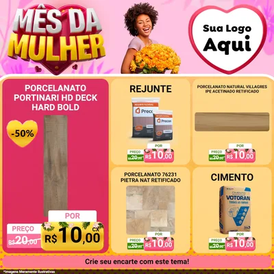 Modelo de Rede Social para Feed Facebook com o tema Mês da Mulher para Pisos e revestimentos