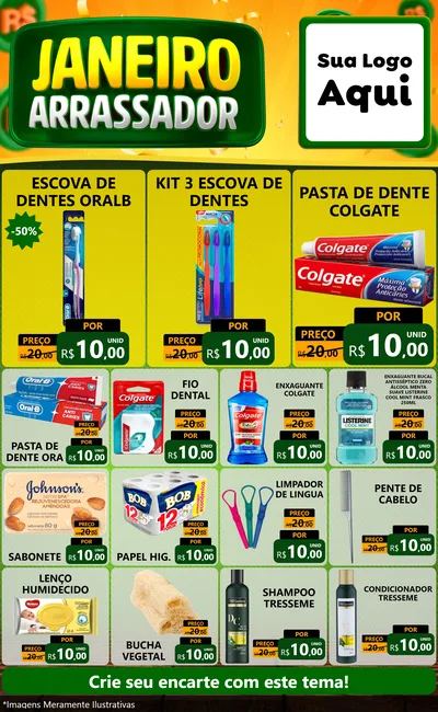 Modelo de Encarte para Encarte Grande com o tema Janeiro Arrasador para Higiene Pessoal