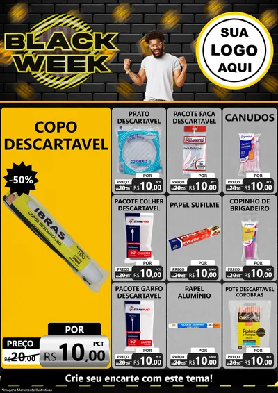 Modelo de Encarte para Encarte A4 Vertical com o tema Black Week para Embalagens