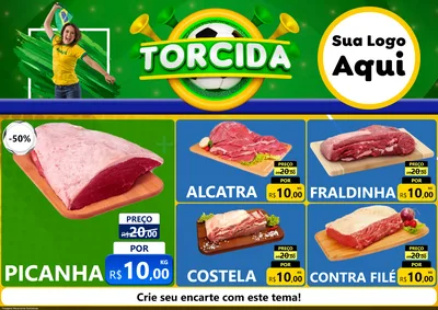 Modelo de Encarte para Encarte A4 Horizontal com o tema Torcida para Açougue