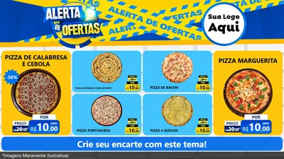 Modelo de TV para TV Horizontal com o tema Alerta de Ofertas para Pizzaria