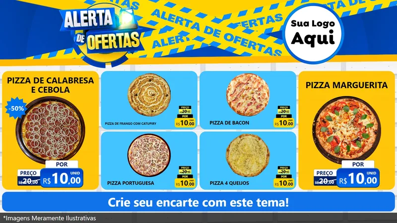 Modelo de TV para TV Horizontal com o tema Alerta de Ofertas para Pizzaria