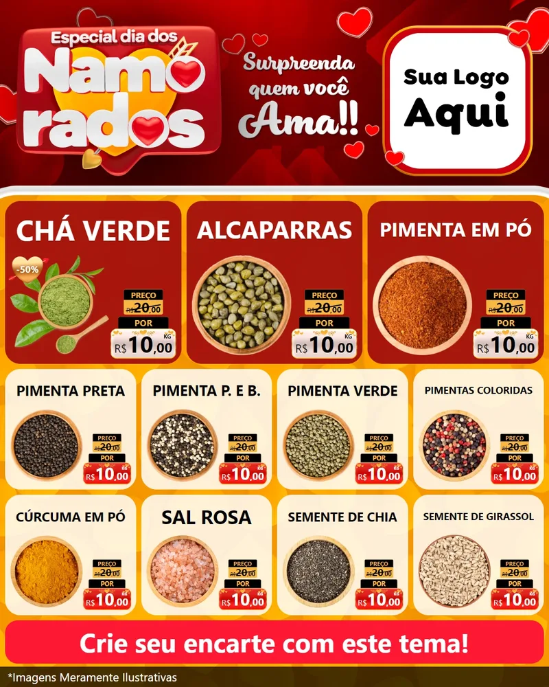 Modelo de Rede Social para Feed Instagram com o tema Especial Dia dos Namorados para Produtos Naturais