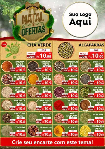 Modelo de Encarte para Encarte A4 Vertical com o tema Ofertas de Natal para Produtos Naturais