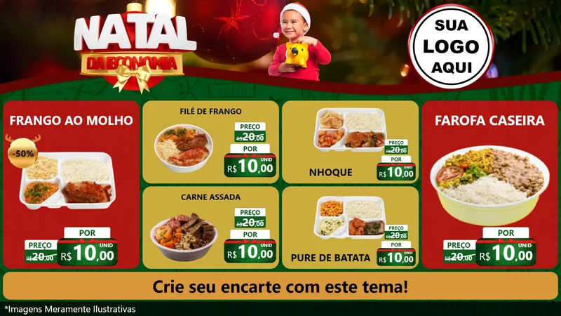 Modelo de TV para TV Horizontal com o tema Natal da Economia para Restaurante