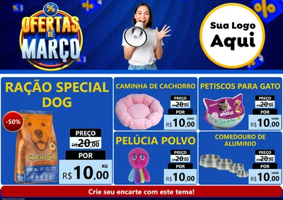Modelo de Encarte para Encarte A4 Horizontal com o tema Ofertas de Março para Pet Shop