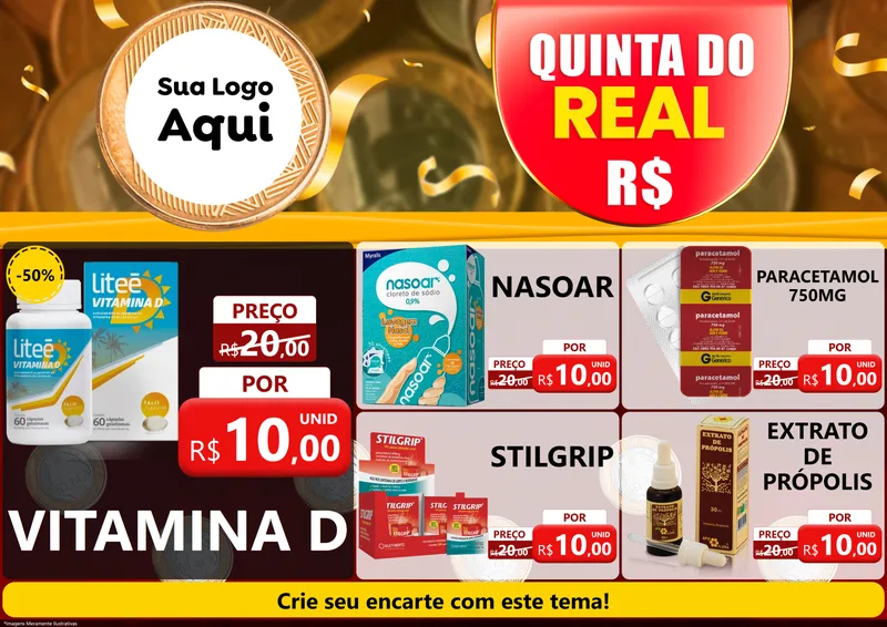 Modelo de Encarte para Encarte A4 Horizontal com o tema Quinta do Real para Farmácia