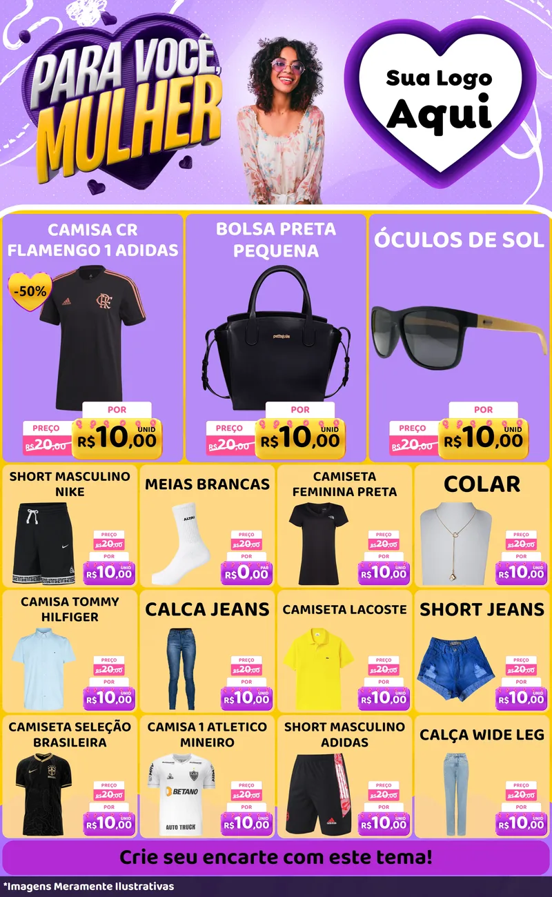 Modelo de Encarte para Encarte Grande com o tema Para Você, Mulher para Roupas e acessórios