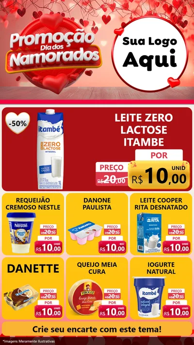 Modelo de Rede Social para Stories com o tema Promoção Dia dos Namorados para Frios e Laticínios