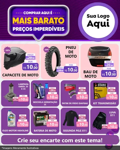 Modelo de Rede Social para Feed Instagram com o tema Mais Barato para Moto peças