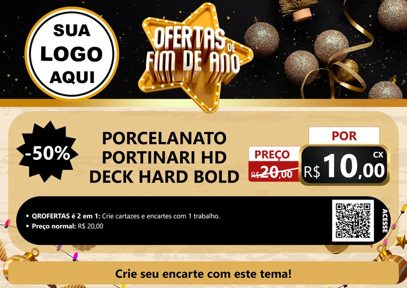 Modelo de Cartaz para Cartaz A4 Horizontal com o tema Ofertas de Fim de Ano para Pisos e revestimentos