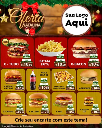 Modelo de Rede Social para Feed Instagram com o tema Ofertas Natalina para Hamburgueria