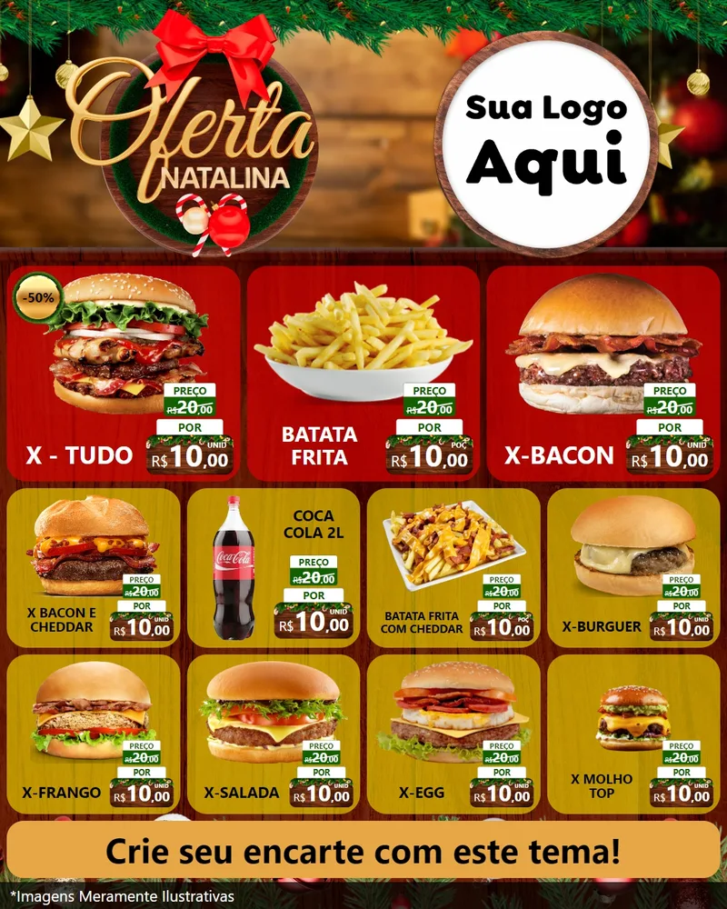 Modelo de Rede Social para Feed Instagram com o tema Ofertas Natalina para Hamburgueria