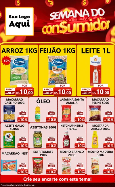 Modelo de Encarte para Encarte Grande com o tema Semana do Consumidor para Supermercado