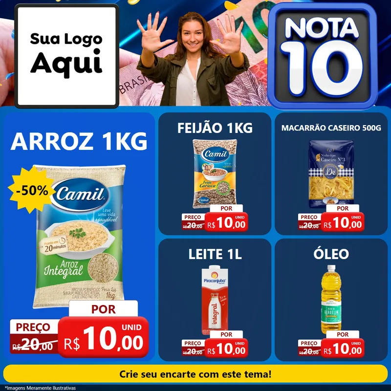 Modelo de Rede Social para Feed Facebook com o tema Nota 10 para Supermercado