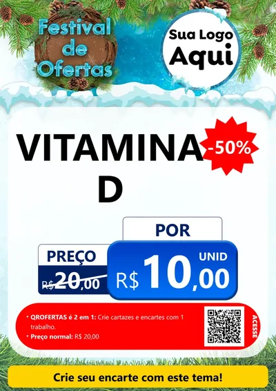 Modelo de Cartaz para Cartaz A4 Vertical com o tema Festival de Ofertas - Inverno para Farmácia