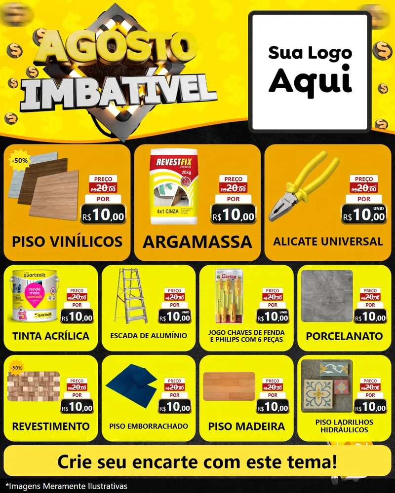 Modelo de Rede Social para Feed Instagram com o tema Agosto Imbatível para Material para Construção
