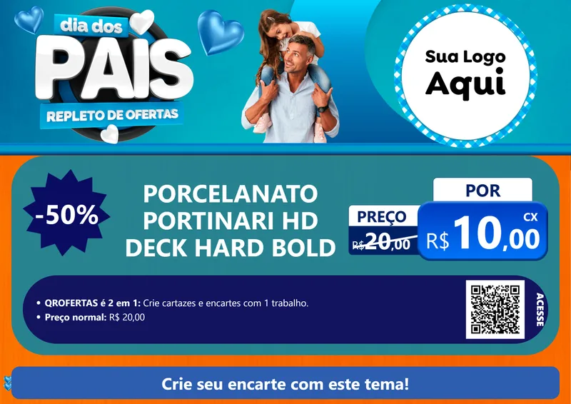 Modelo de Cartaz para Cartaz A4 Horizontal com o tema Dia Dos Pais Repleto de Ofertas para Pisos e revestimentos