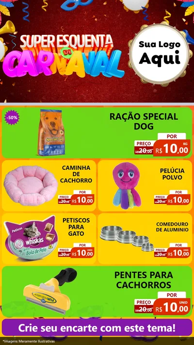 Modelo de TV para TV Vertical com o tema Super Esquenta de Carnaval para Pet Shop
