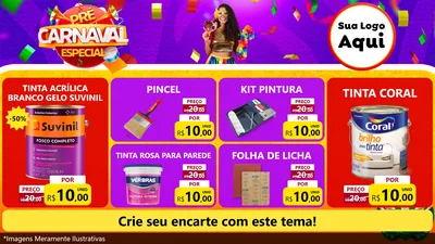 Modelo de TV para TV Horizontal com o tema Pré-Carnaval Especial para Tintas e Ferramentas