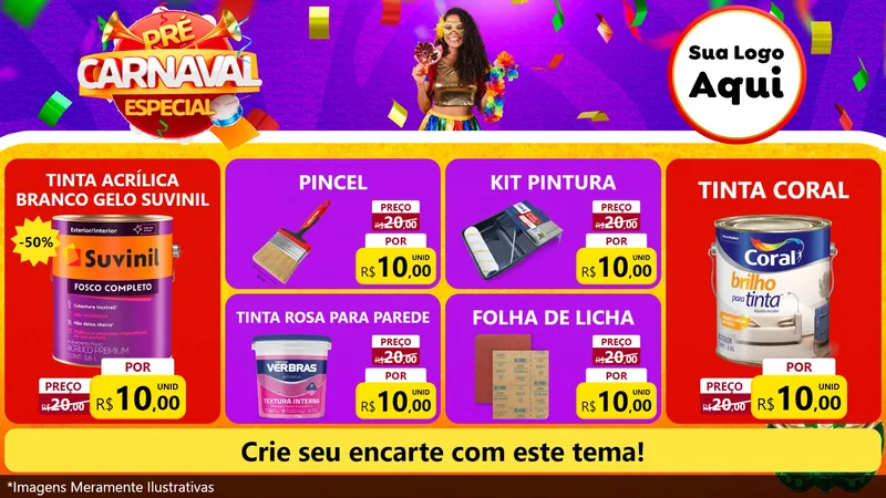Modelo de TV para TV Horizontal com o tema Pré-Carnaval Especial para Tintas e Ferramentas