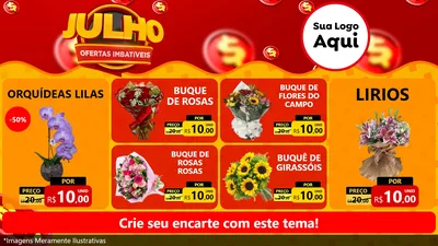 Modelo de TV para TV Horizontal com o tema Julho Ofertas Imbatíveis para Floricultura e jardim