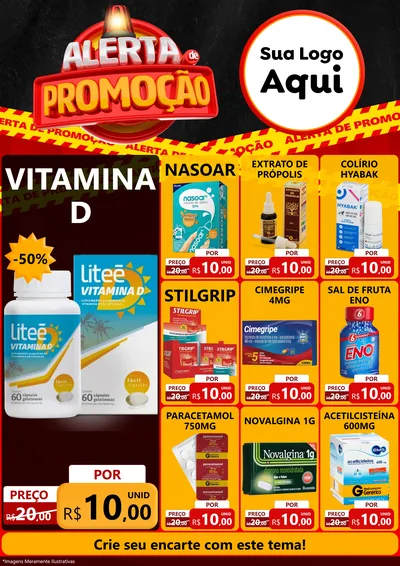 Modelo de Encarte para Encarte A4 Vertical com o tema Alerta de Promoção para Farmácia