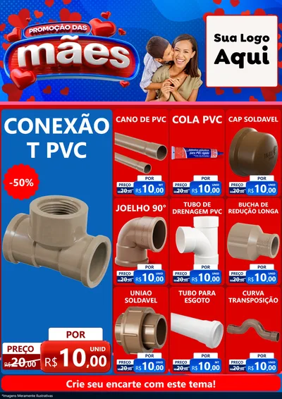 Modelo de Encarte para Encarte A4 Vertical com o tema Promoção das Mães para Tubos e conexões
