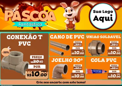 Modelo de Encarte para Encarte A4 Horizontal com o tema Páscoa Fantástica para Tubos e conexões