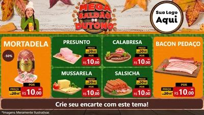 Modelo de TV para TV Horizontal com o tema Mega Saldão de Outono para Frios e Laticínios