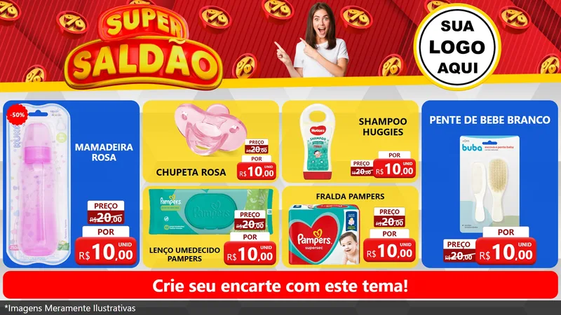 Modelo de TV para TV Horizontal com o tema Super Saldão para Bebês