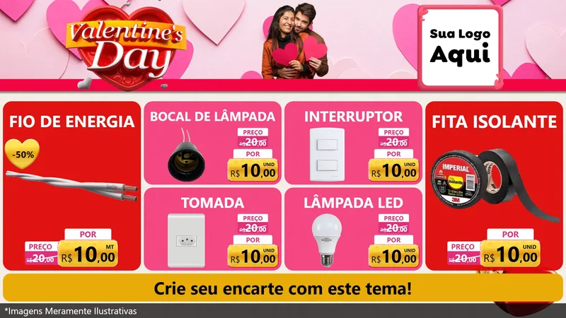 Modelo de TV para TV Horizontal com o tema Valentine's Day para Materiais Elétricos
