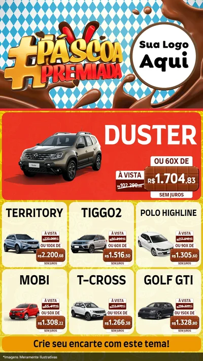 Modelo de Rede Social para Stories com o tema Páscoa Premiada para Concessionaria de Carros