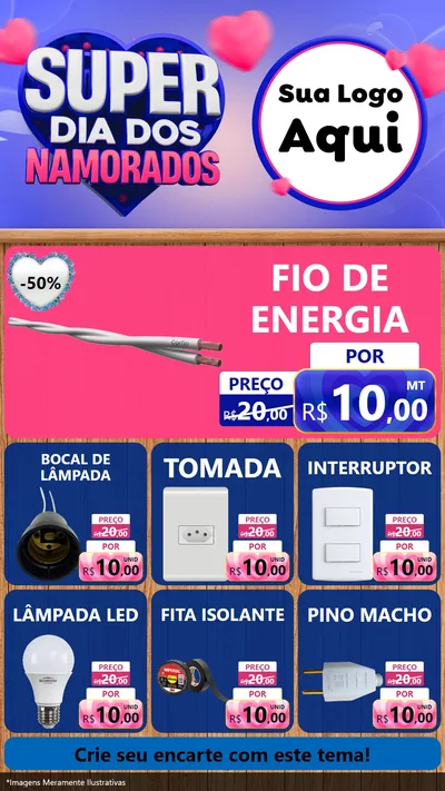 Modelo de Rede Social para Stories com o tema Super Dia dos Namorados para Materiais Elétricos